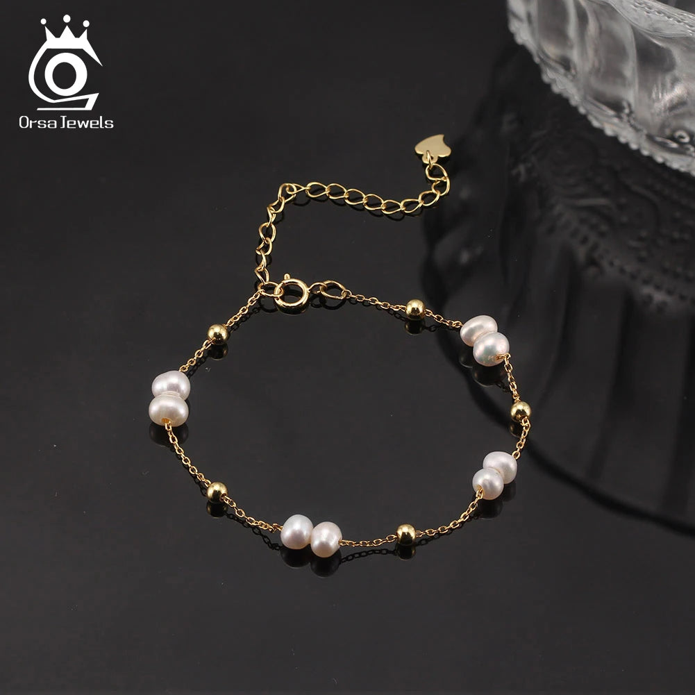 ORSA JEWELS 925 Sterling Silver Pearls  Bracelet