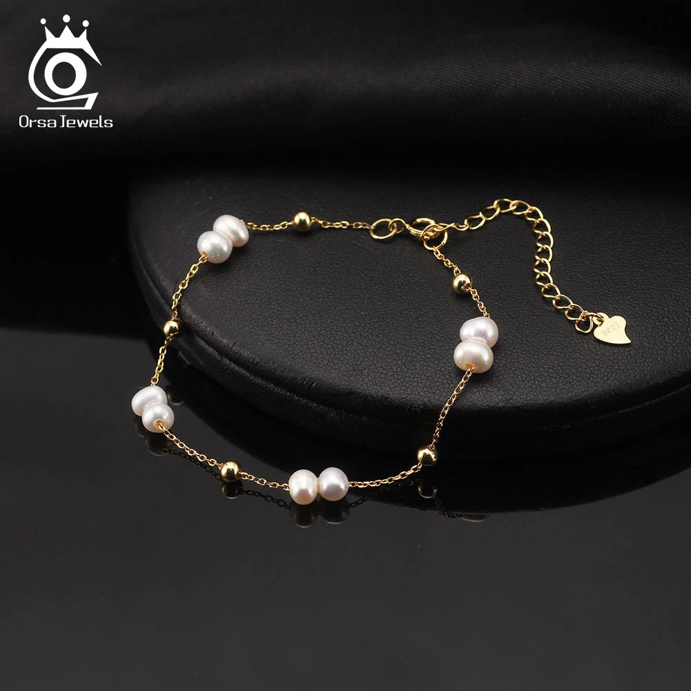 ORSA JEWELS 925 Sterling Silver Pearls  Bracelet