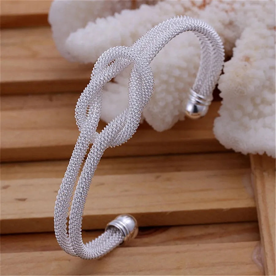 Silver color Bangle exquisite luxury gorgeous fashion wedding women lady bracelet  charm stamped  nice birthday gift B179