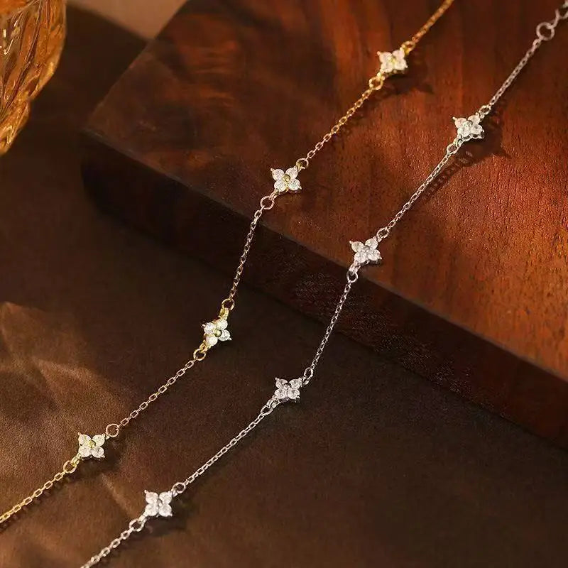 925 Sterling Silver Shiny Flower Bracelet