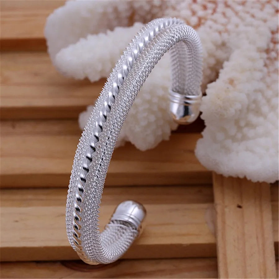 Silver color Bangle exquisite luxury gorgeous fashion wedding women lady bracelet  charm stamped  nice birthday gift B179
