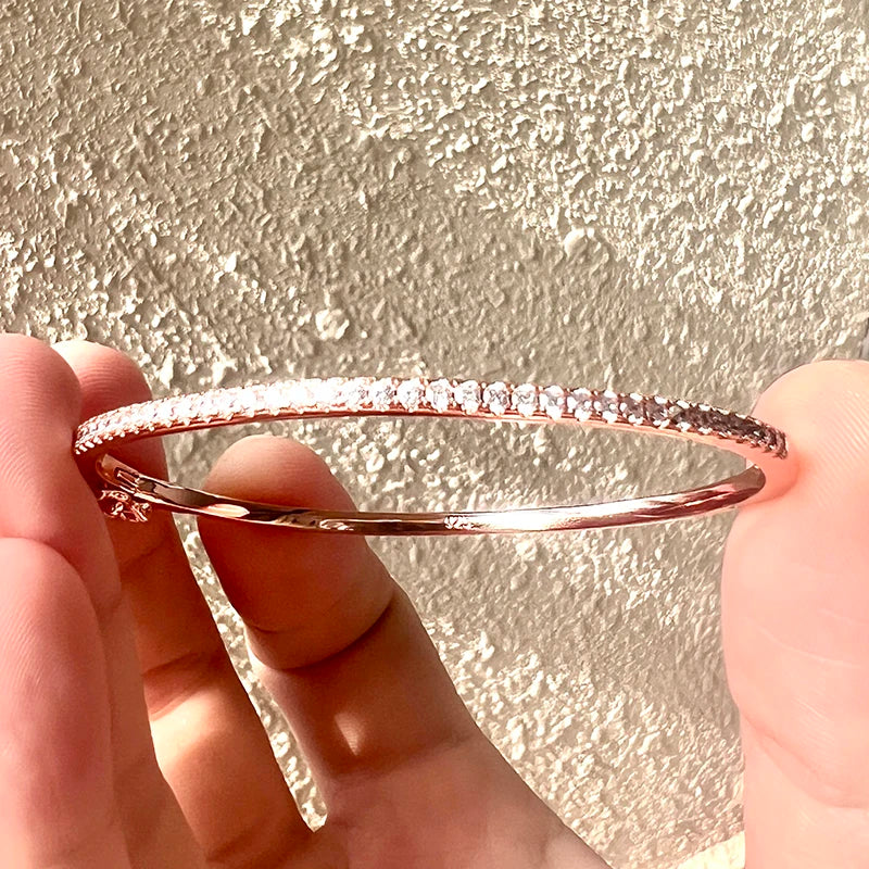 Hot Brand Pure 925 Sterling Silver Jewelry For Women Rose Gold Bangle Diamond Bangle Wedding Jewelry Around Rivet Bangle Jewelry