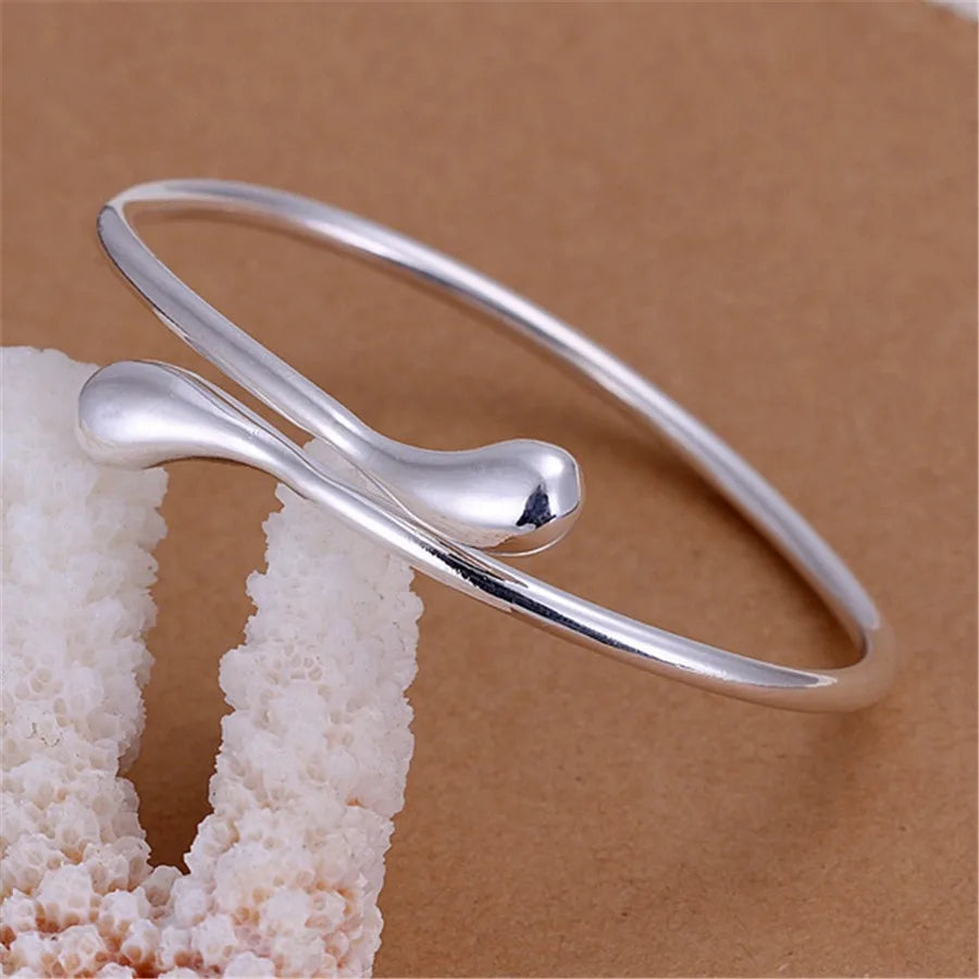 Silver color Bangle exquisite luxury gorgeous fashion wedding women lady bracelet  charm stamped  nice birthday gift B179