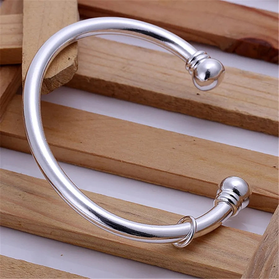 Silver color Bangle exquisite luxury gorgeous fashion wedding women lady bracelet  charm stamped  nice birthday gift B179