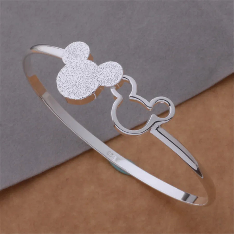 Silver color Bangle exquisite luxury gorgeous fashion wedding women lady bracelet  charm stamped  nice birthday gift B179