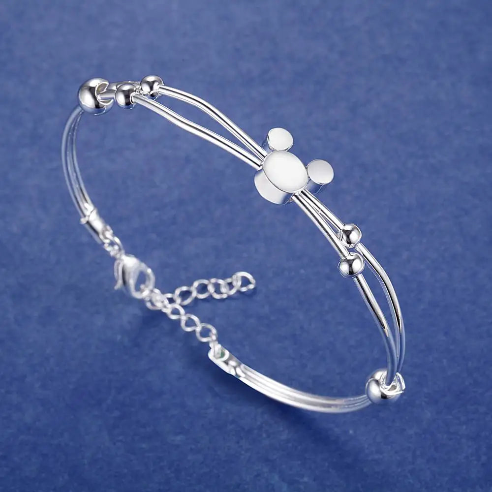 Silver color Bangle exquisite luxury gorgeous fashion wedding women lady bracelet  charm stamped  nice birthday gift B179