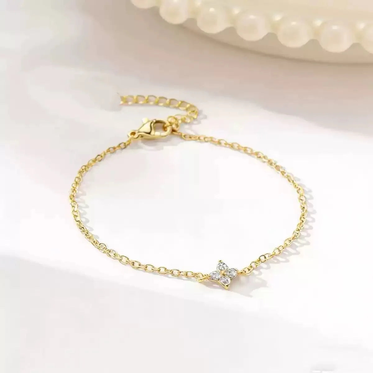 925 Sterling Silver Shiny Flower Bracelet