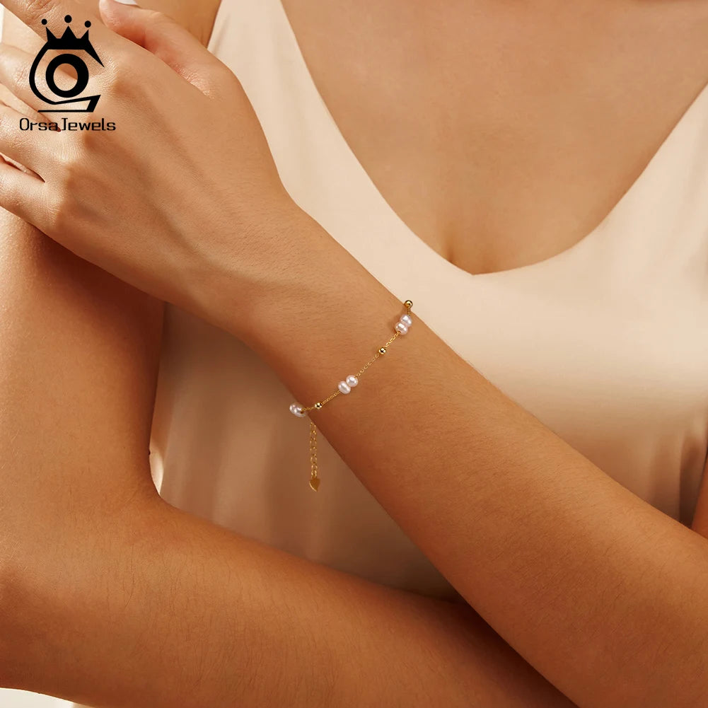 ORSA JEWELS 925 Sterling Silver Pearls  Bracelet
