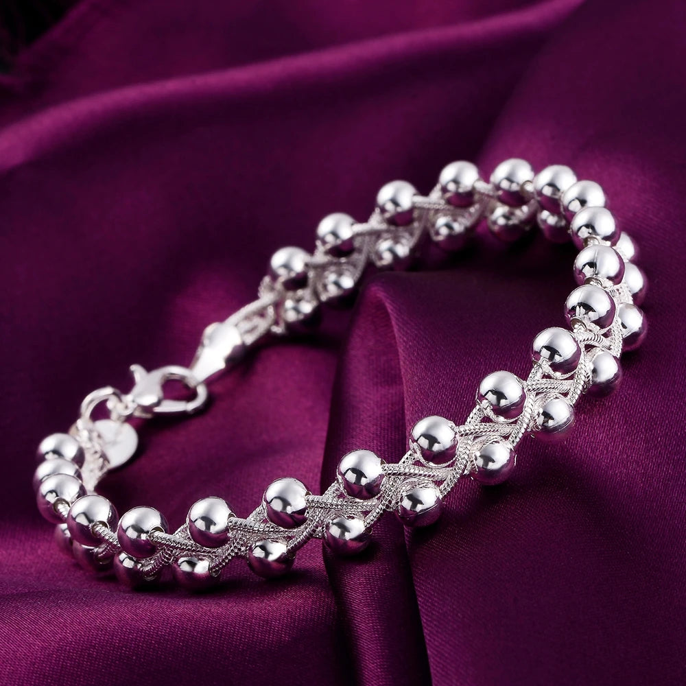 925 Sterling silver Bracelet Beautiful Braided beads