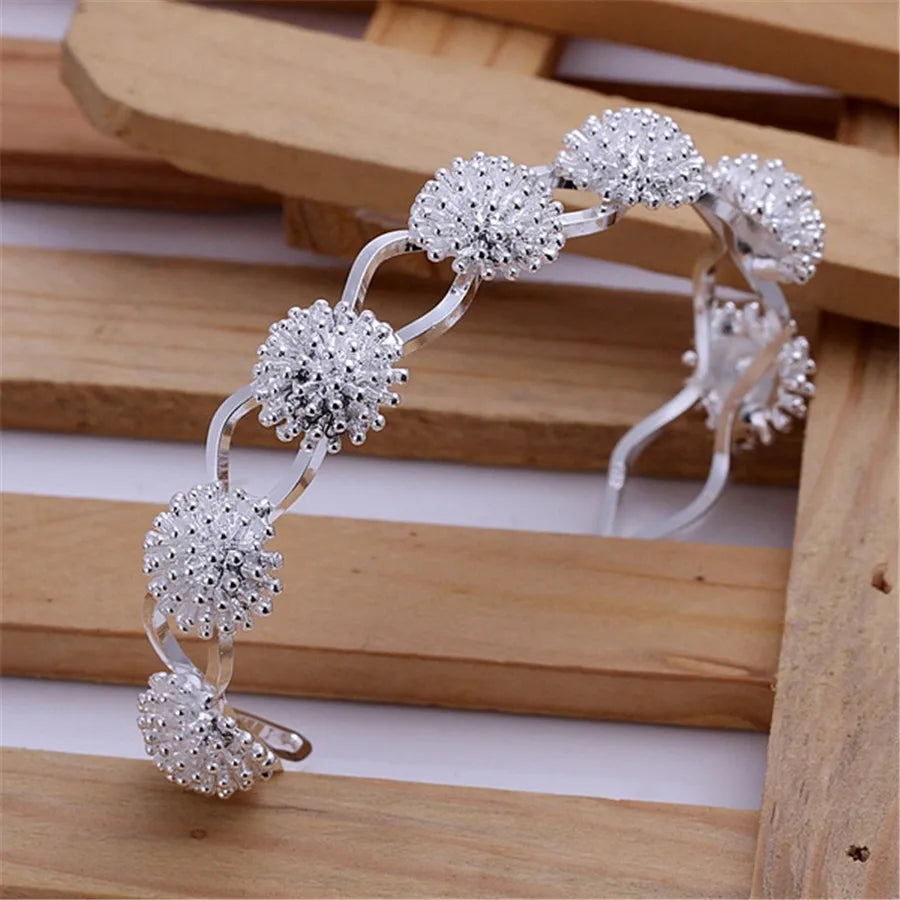 Silver color Bangle exquisite luxury gorgeous fashion wedding women lady bracelet  charm stamped  nice birthday gift B179