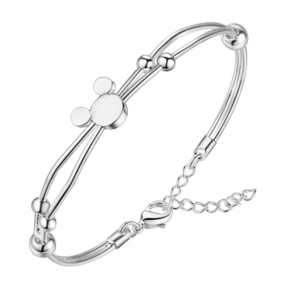 Silver color Bangle exquisite luxury gorgeous fashion wedding women lady bracelet  charm stamped  nice birthday gift B179