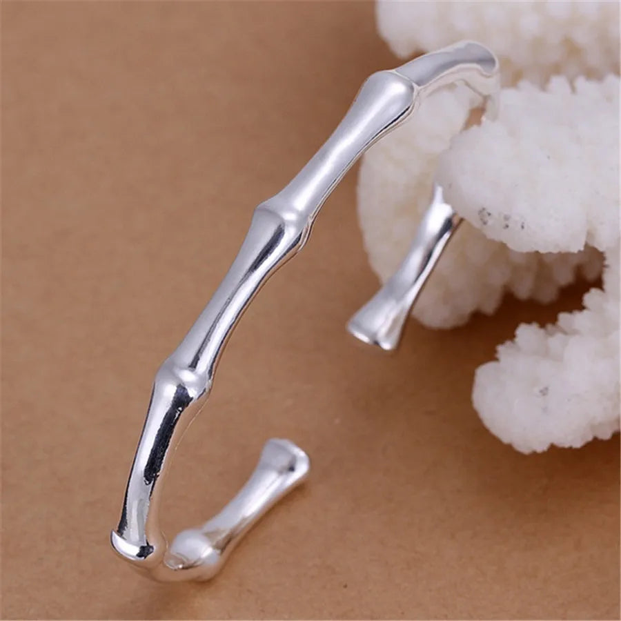 Silver color Bangle exquisite luxury gorgeous fashion wedding women lady bracelet  charm stamped  nice birthday gift B179