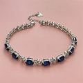 925 Sterling Silver Dark Blue Gemstone Bracelet, Elegant, Versatile and Fashionable Perfect Gift