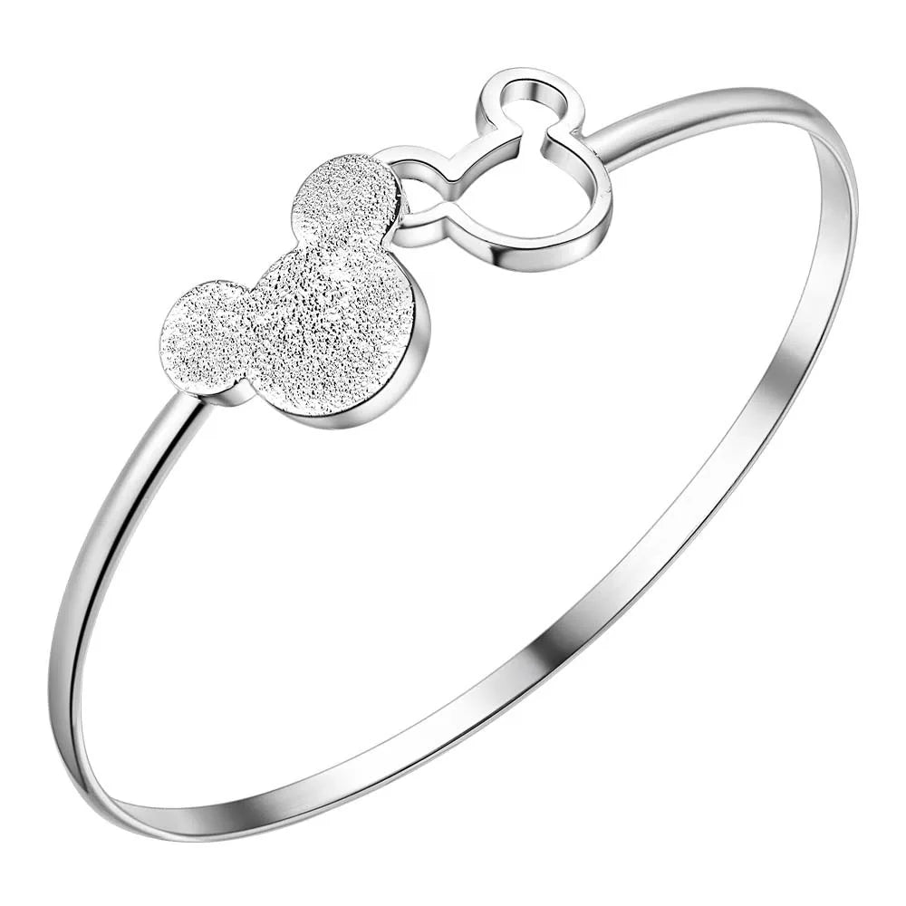 Silver color Bangle exquisite luxury gorgeous fashion wedding women lady bracelet  charm stamped  nice birthday gift B179
