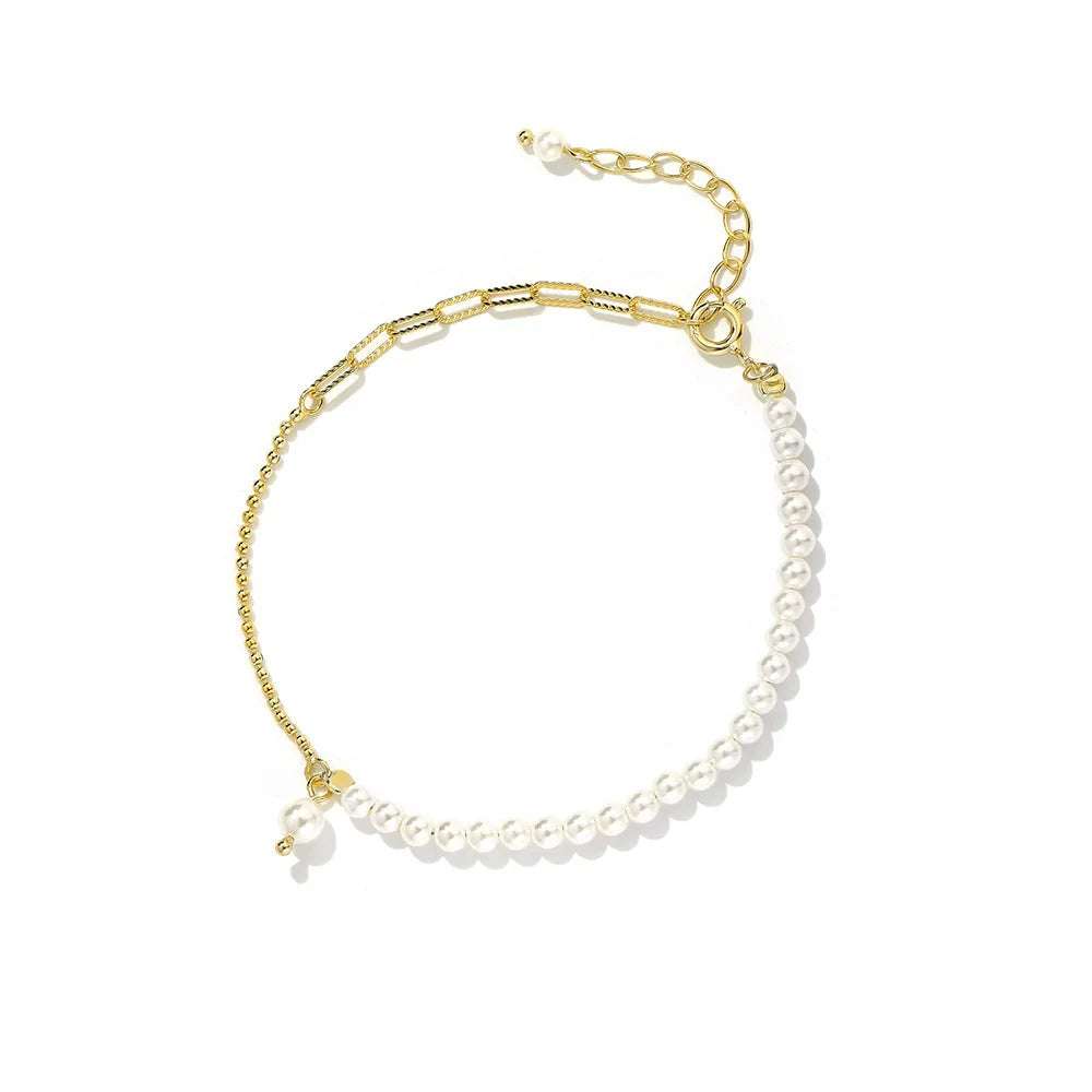 925 Sterling Silver French Luxury Shell Pearl Bracelet