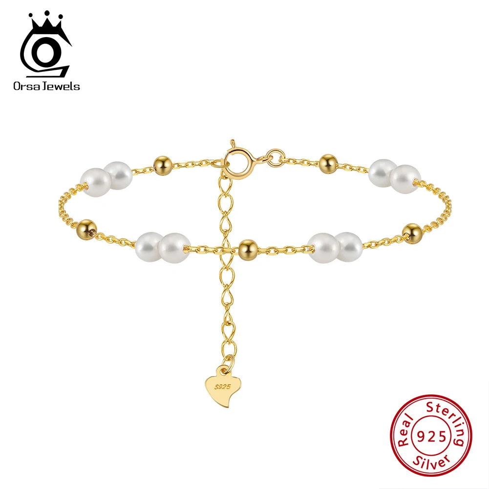 ORSA JEWELS 925 Sterling Silver Pearls  Bracelet