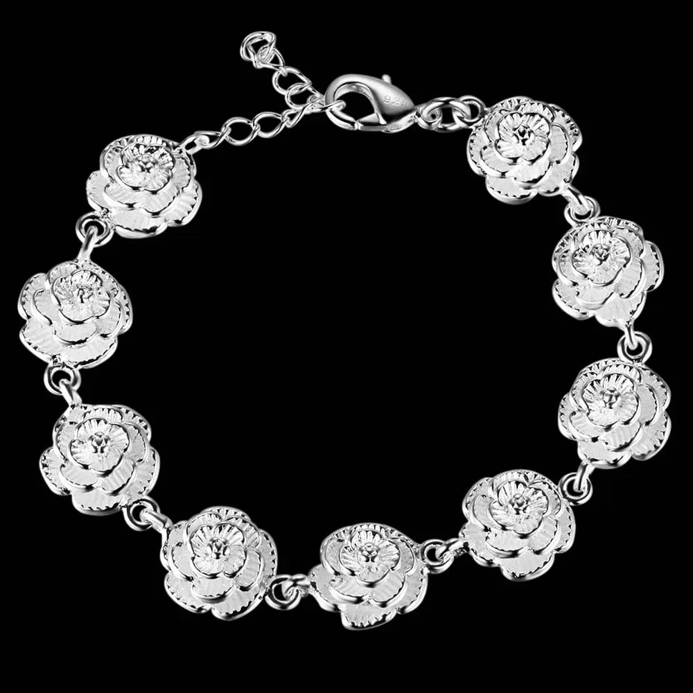 925 Sterling Silver Bracelets for Women elegant flowers Chain Fashion classic Wedding Party Christmas Gifts fine Jewelry