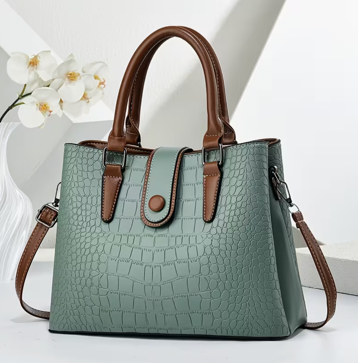 Crocodile Embossed Tote Bag