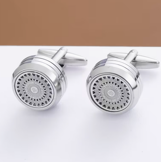 Shower Head Design Silver Cufflinks