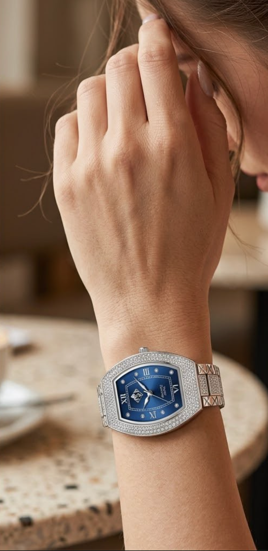 Women's Blue Dial 925 Silver Luxury Watch