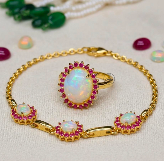 Opal Ruby Oval Combo Set