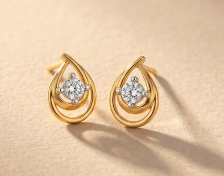 Gold plated double teardrop earrings