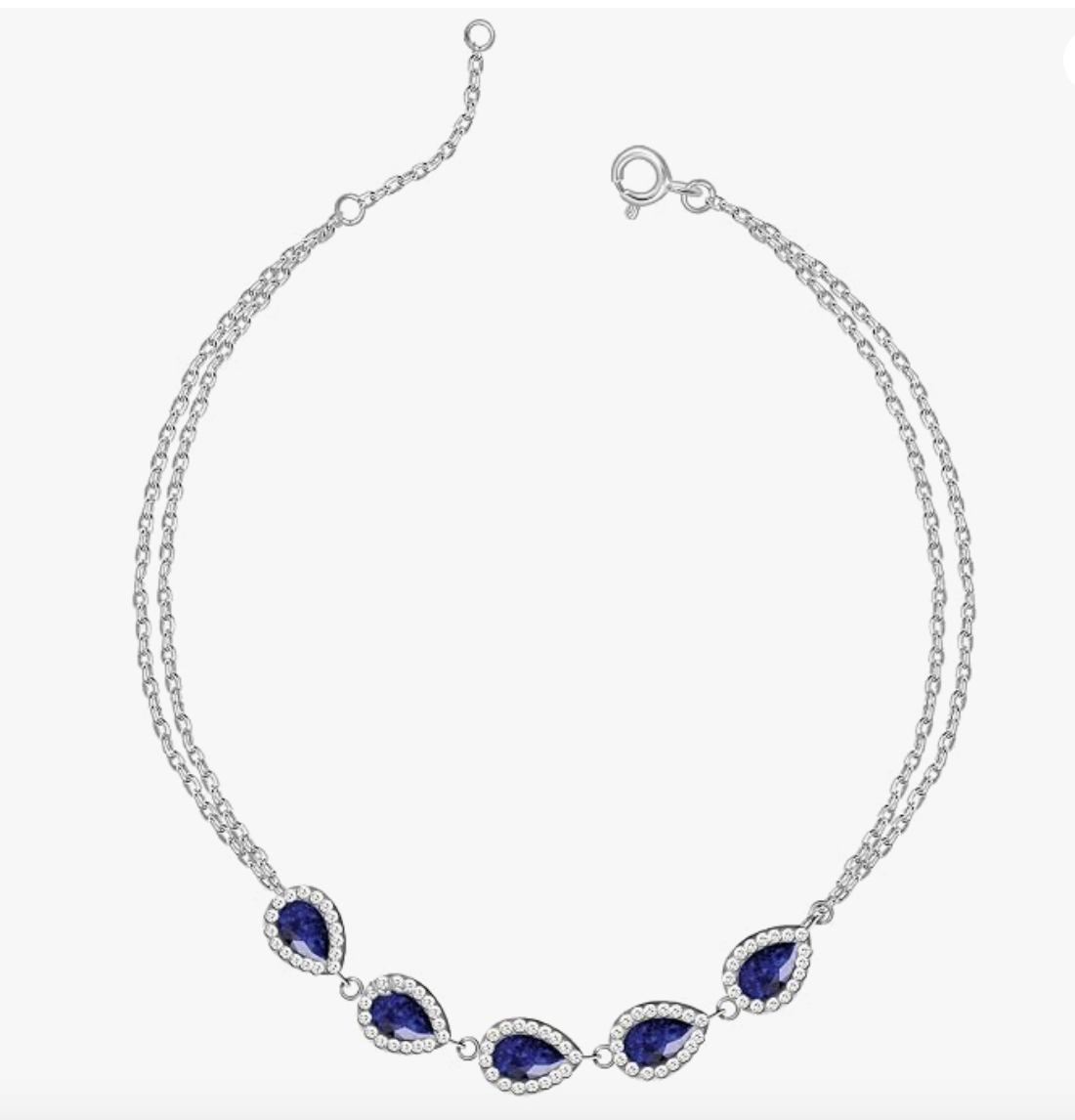 Reference silver five teardrop chain bracelet