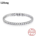 925 Sterling Silver Bracelet  Zircon Chain Bracelet For Women Fashion Simple Engagement Wedding Glamour Jewelry 4MM 17.5CM