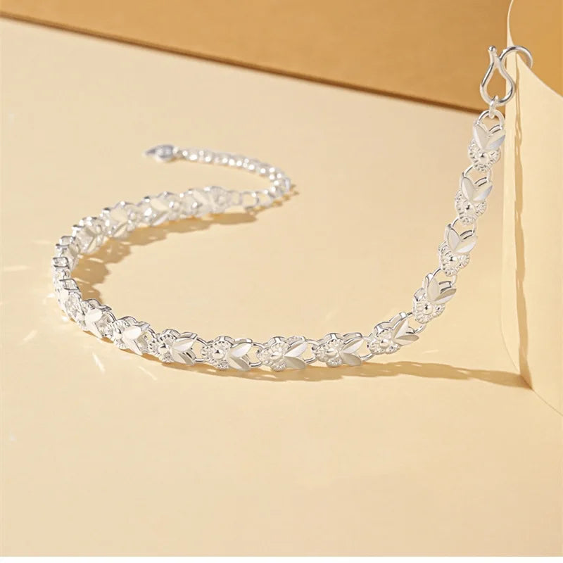 925 Sterling Silver Bracelet For Women luxury fashion party Wedding Jewelry lovers gift charms 20CM Long