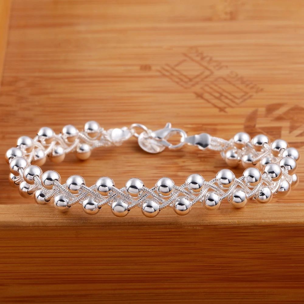 925 Sterling silver Bracelet Beautiful Braided beads