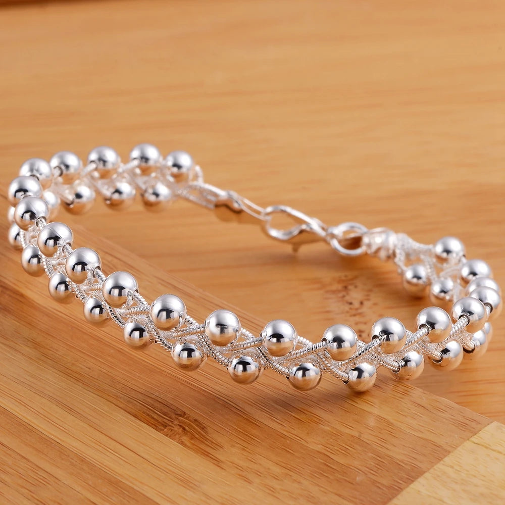 925 Sterling silver Bracelet Beautiful Braided beads