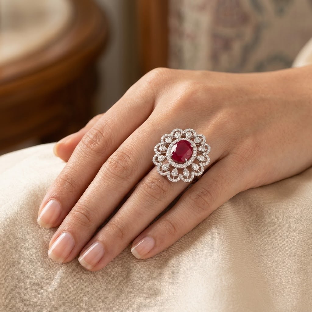 Ruby Blossom Statement Ring