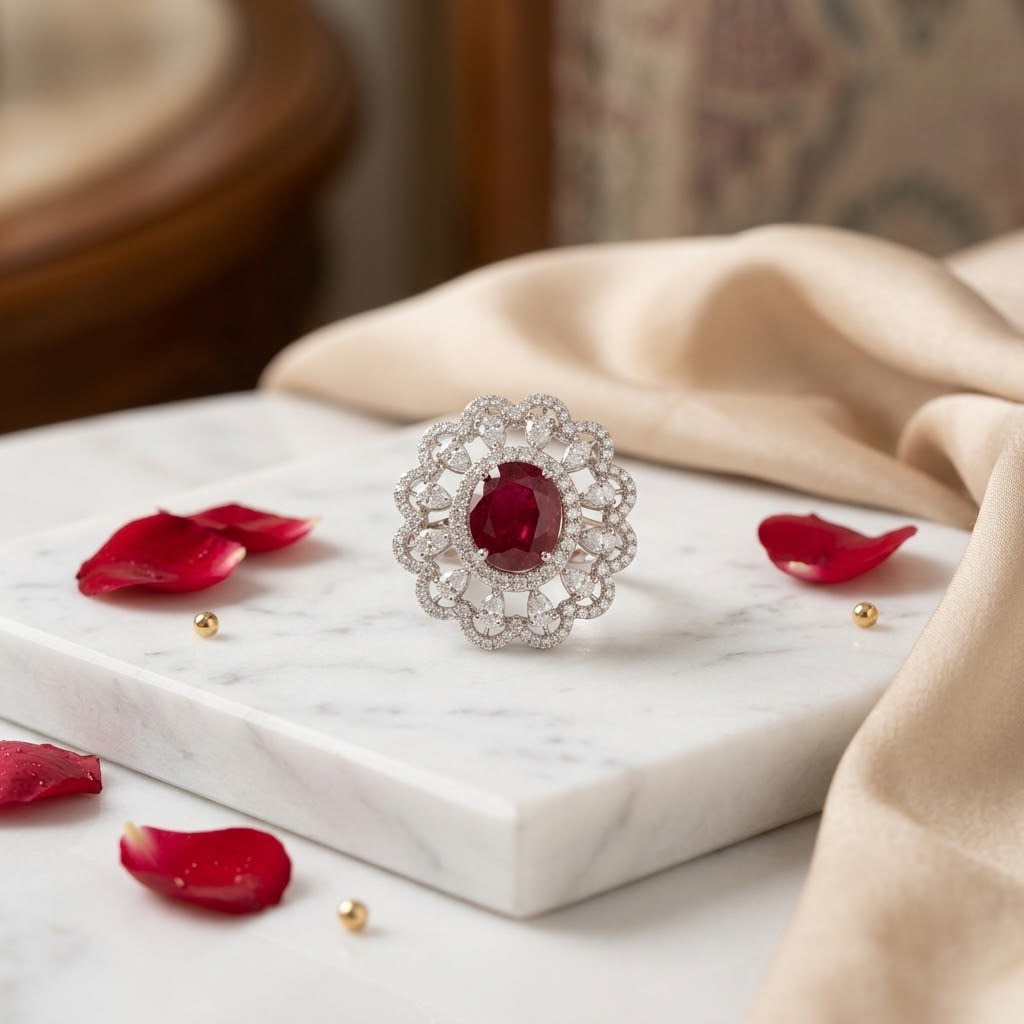 Ruby Blossom Statement Ring