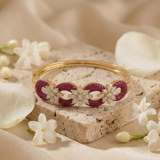 Royal Ruby Blossom Bangle