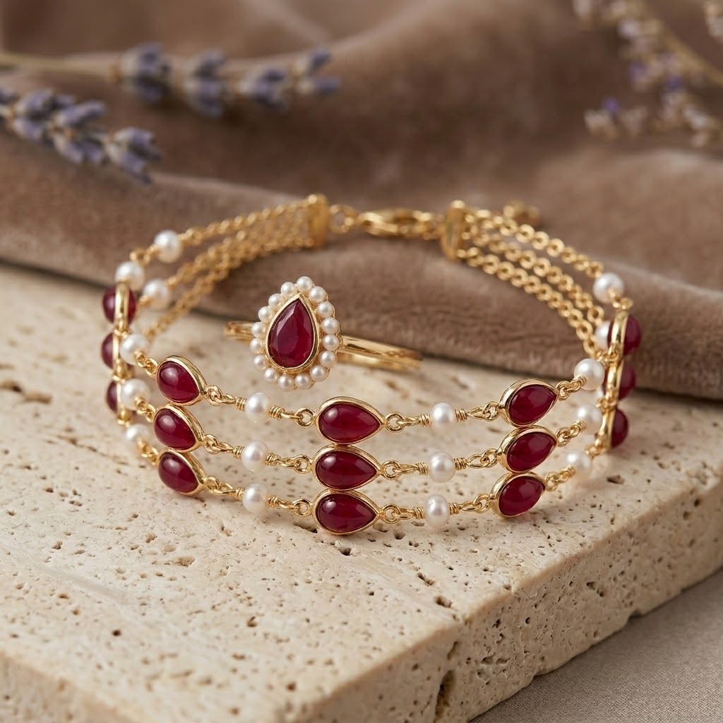 Tear Drop Ruby Pearl Combo