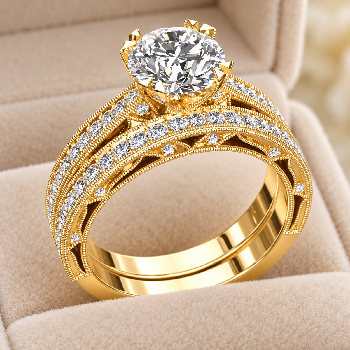 Vintage Crossover Solitaire Ring — Gold