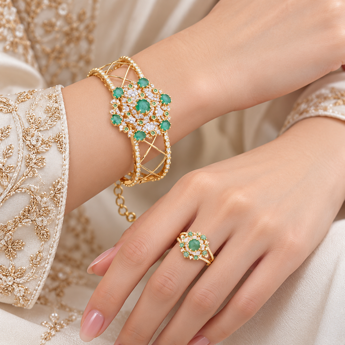 Gold set on model