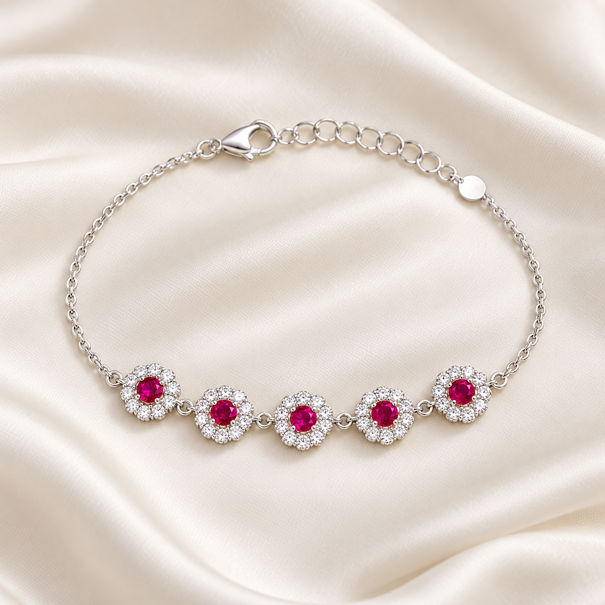 Silver floral halo bracelet