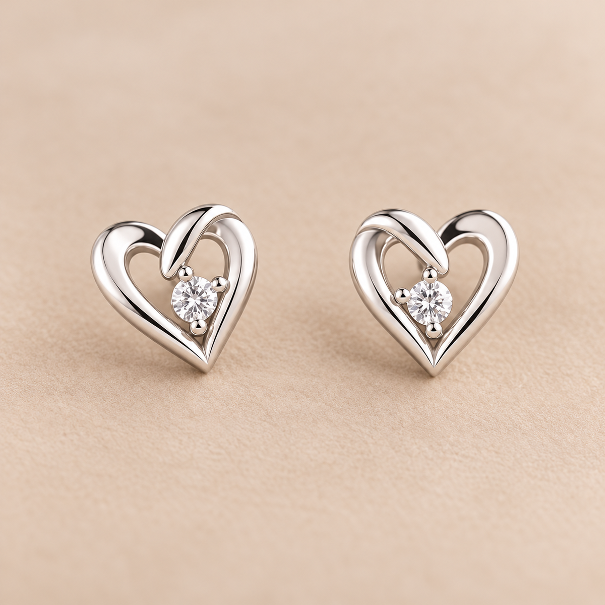 Silver heart stud earrings