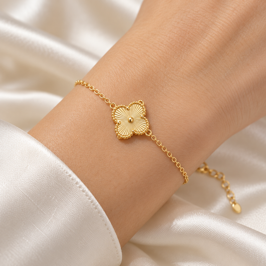 Sunburst Clover Adjustable Bracelet Gold