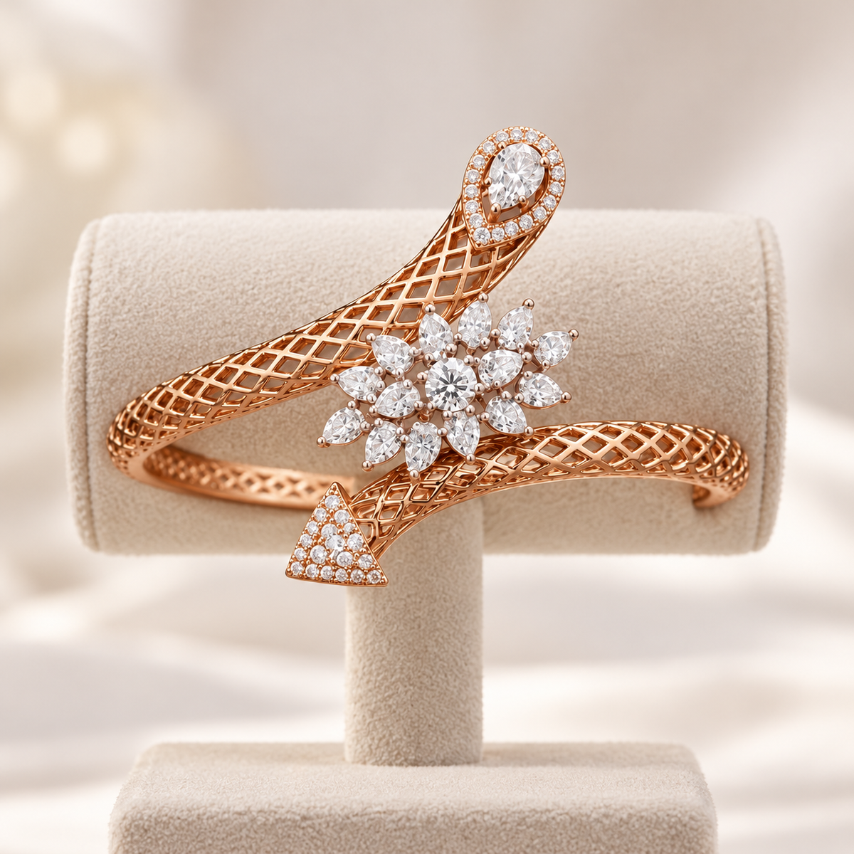 Floral Lattice Bypass Kada — Stand