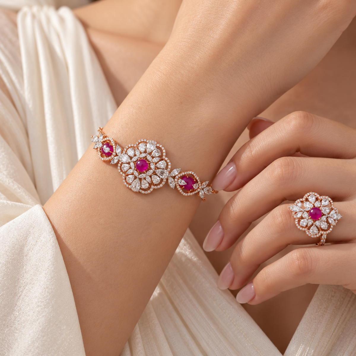 Rose gold set on model