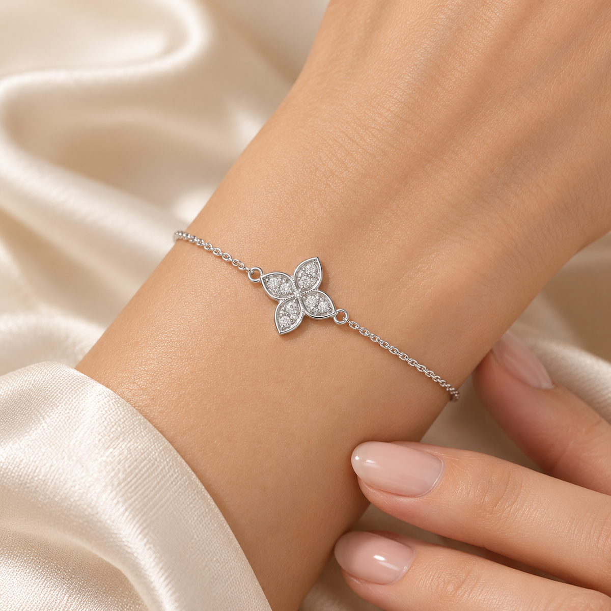 Petal Bloom Adjustable Bracelet on model wrist