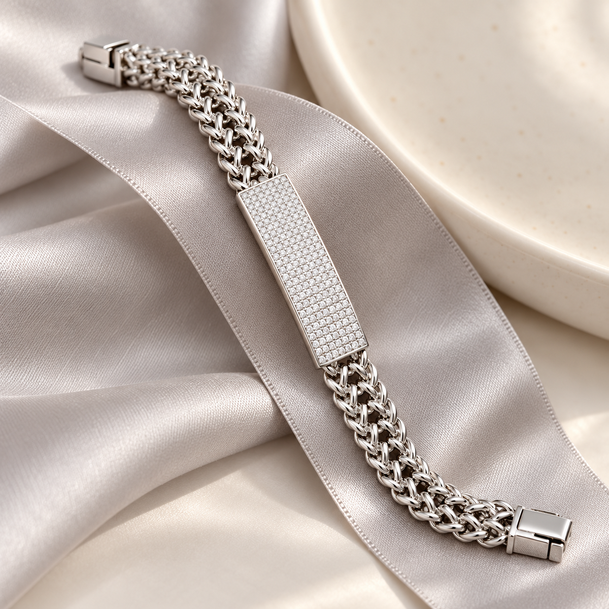 NSJMB04 detail on pearl grey satin