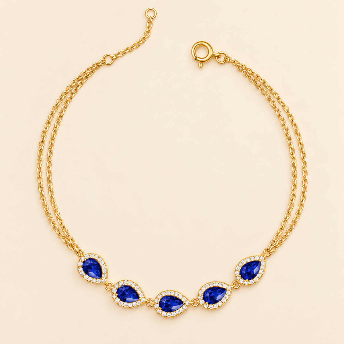 Gold blue teardrop bracelet