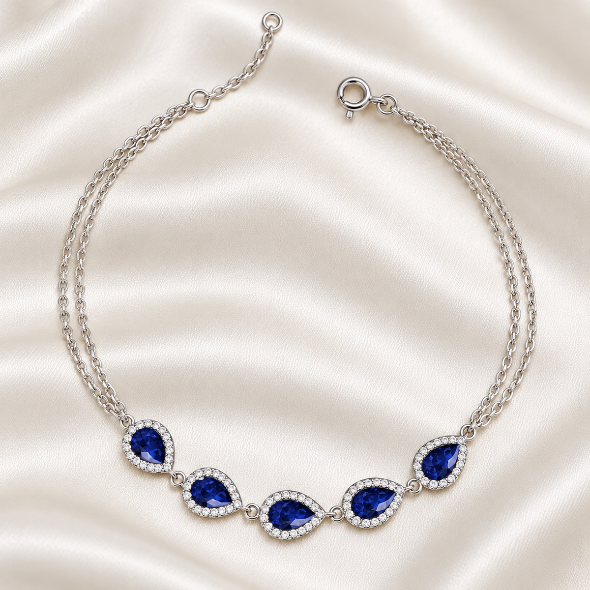 Silver blue teardrop bracelet