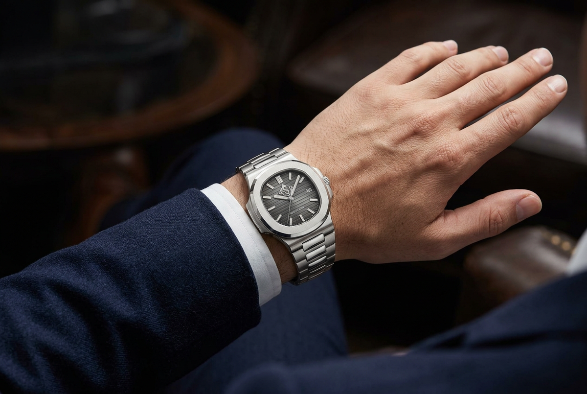 925 Sterling Silver Watch worn on model's wrist