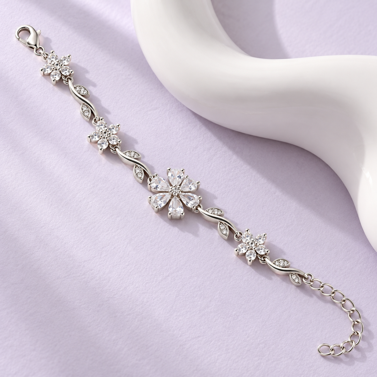 Crystal Blossom and Vine Bracelet lilac display